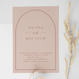 Convites Casamento Dusty Peach Taupe | Foto Moderna + QR