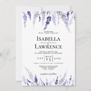 Convites Casamento Dusty Purple Floral Lavanda Watercolor