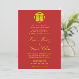 Convites Casamento e Recepção Chineses Felicidade Dupla
