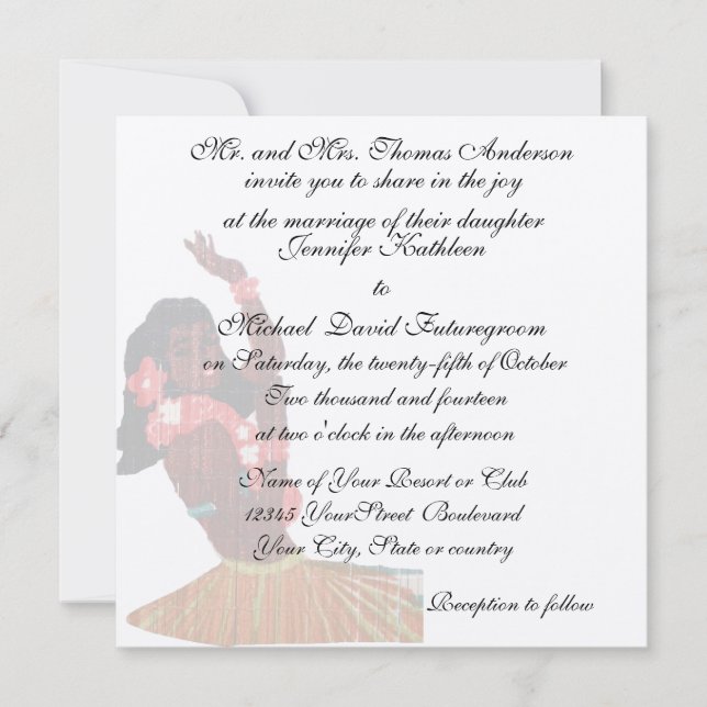 Convites Casamento e recepção tropicais havaianos do (Frente)