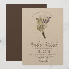 Convites Casamento Ecológico de Lavanda Minimalista