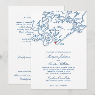 Convites Casamento Edisto Beach Tudo-em-Um com QR RSVP