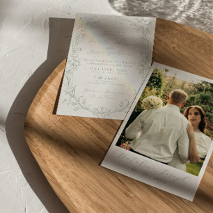 Convites Casamento Editável de Dinheiro Antigo em Verde Sag