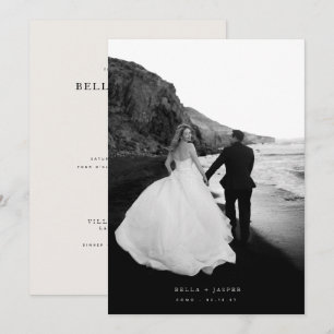 Convites Casamento Editorial de Foto Preto e Branco Minimal