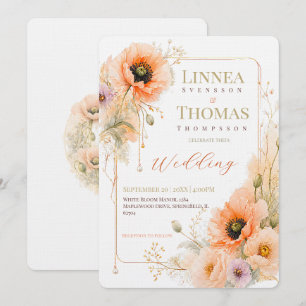 Convites Casamento Editorial Elegante Poppy Blush Suave