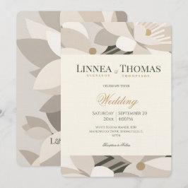 Convites Casamento Editorial Moderno Abstrato Bege Neutro