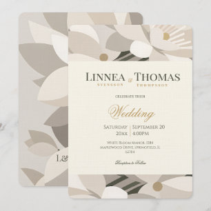Convites Casamento Editorial Moderno Abstrato Bege Neutro
