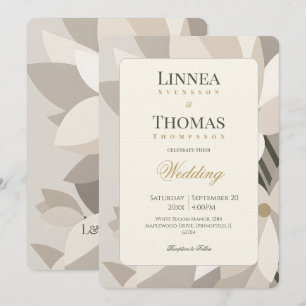 Convites Casamento Editorial Moderno Abstrato Bege Neutro