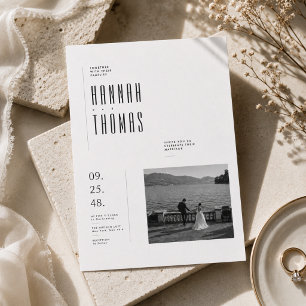Convites Casamento Editorial Preto e Branco com Uma Foto