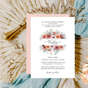 Convites Casamento "Eetéreo", Peach e Blue Floral