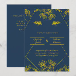 Convites Casamento Elegância Dourada