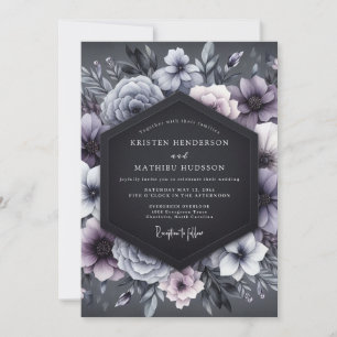 Convites Casamento Elegância Floral Ameixa Moody