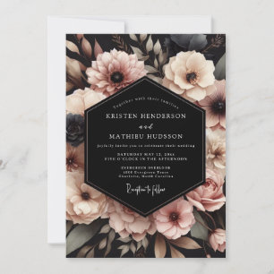 Convites Casamento Elegância Floral Rosa Corado
