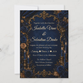 Convites Casamento Elegância Outono Meia-Noite Encantado