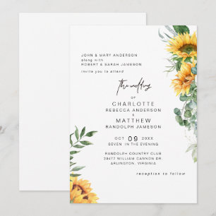 Convites Casamento Elegância Rústica Girassóis em Flor