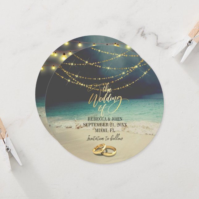 Convites Casamento Elegant Beach Summer (Frente/Verso In Situ)