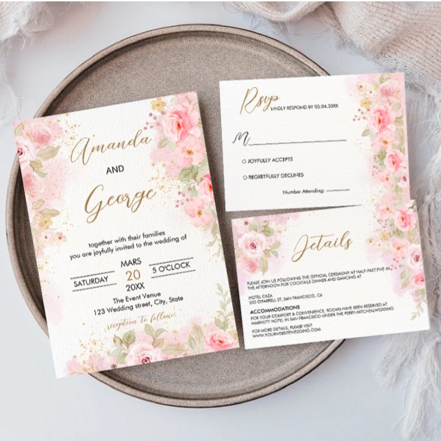 Convites Casamento Elegant Rose (Criador carregado)