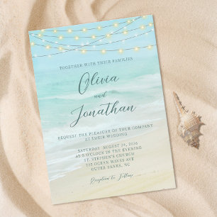 Convites Casamento Elegant Script Beach Ocean