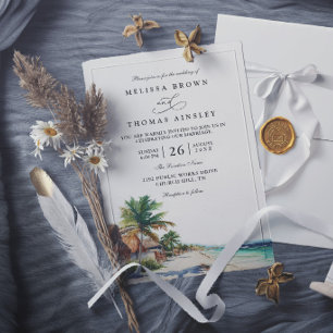Convites Casamento Elegante à Beira da Praia Cancun México