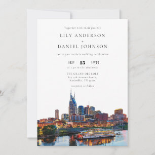 Convites Casamento Elegante à Beira-Rio em Nashville com Aq