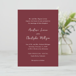 Convites Casamento Elegante Anastasia Burgundy