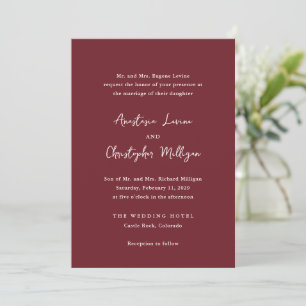 Convites Casamento Elegante Anastasia Burgundy
