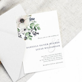 Convites Casamento Elegante Anemone & Marinho Winter Berrie