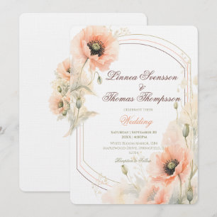 Convites Casamento Elegante Arco Pérola Amarelo Rosa Suave