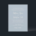 Convites Casamento Elegante Azul Antonia Powder<br><div class="desc">Convites de casamento elegantes,  com um simples design com guião e fontes serif.</div>