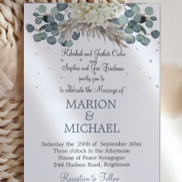 Convites Casamento Elegante Azul-Dusty Floral