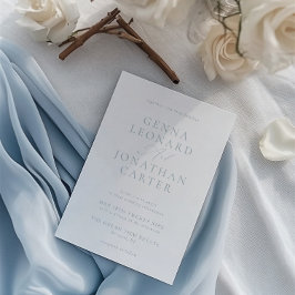 Convites Casamento Elegante Azul e Branco Simples