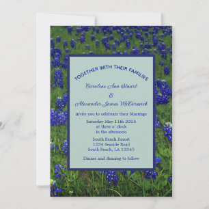 Convites Casamento Elegante Azul Floral Azul Texas