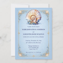 Casamento elegante azul marinho concha de praia em