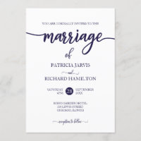 Casamento Elegante Azul Marinho e Branco em Letra