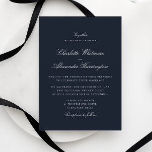 Convites Casamento Elegante Azul Marinho Estético de Moeda 