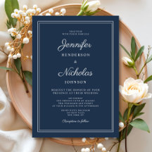 Casamento Elegante Azul Marinho Script