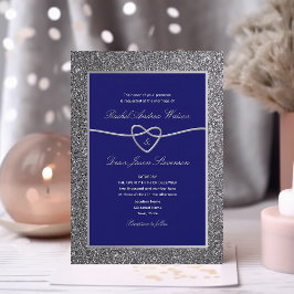 Convites Casamento Elegante Azul Royal Prata