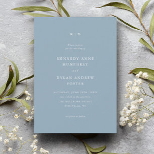 Convites Casamento Elegante Azul Simples