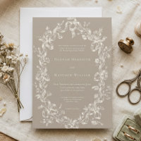 Casamento Elegante Barroco Vintage Oval Bege Neutr