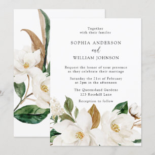 Convites Casamento Elegante Belo Floral Branco