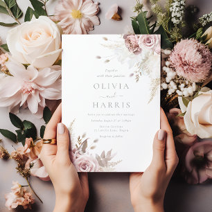Convites Casamento Elegante Blush & Ivory