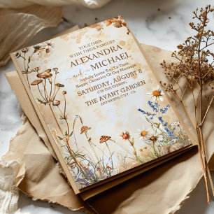 Convites Casamento Elegante Boho com Flores Silvestres
