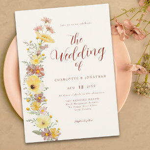 Convites Casamento Elegante Boho com Flores Silvestres