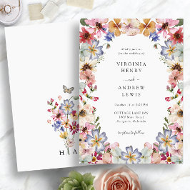 Convites Casamento Elegante Boho de Flores Silvestres