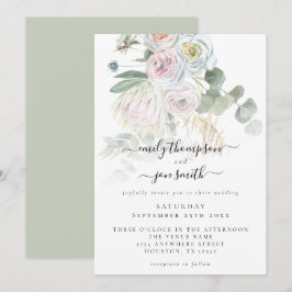 Convites Casamento Elegante Boho Florals Eucalyptus Pastel