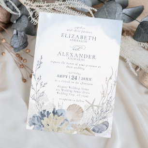 Convites Casamento Elegante Boho Watercolor Coral Beach