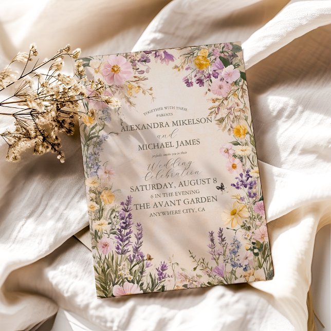 Convites Casamento Elegante Boho Wildflower (Criador carregado)