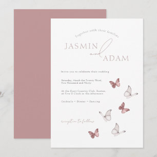 Convites Casamento Elegante Borboleta Beijo