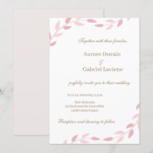 Casamento Elegante Botânico de Folhas Rosa Esmagad