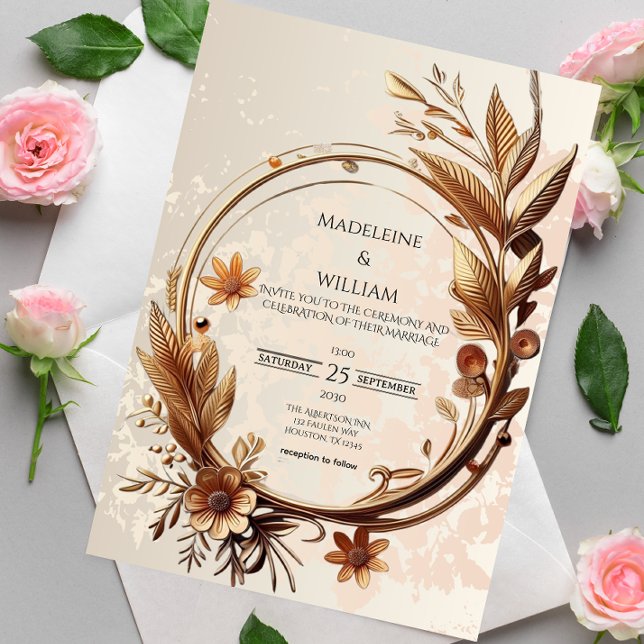 Convites Casamento Elegante Botânico de Luxo (Criador carregado)
